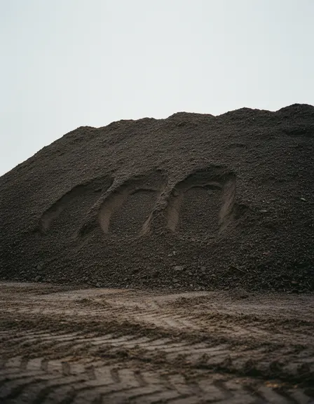 A large pile of screened finished compost with loader tracks up its face.